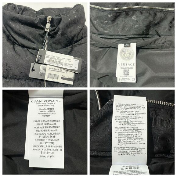 NWT Versace 54 XXL Barocco Jacquard Black Goose Down Hooded Puffer Jacket $2,425 - Picture 13 of 16